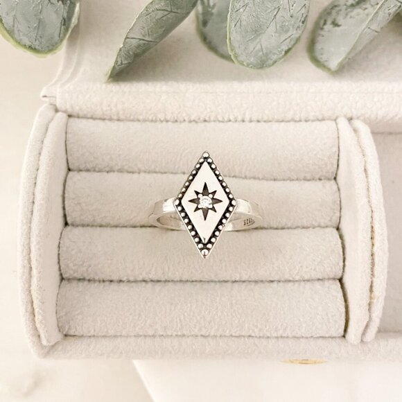 925 Sterling Silver Boho Ring Diamond Celestial Ring Dainty Ring Geometric - Picture 5 of 10